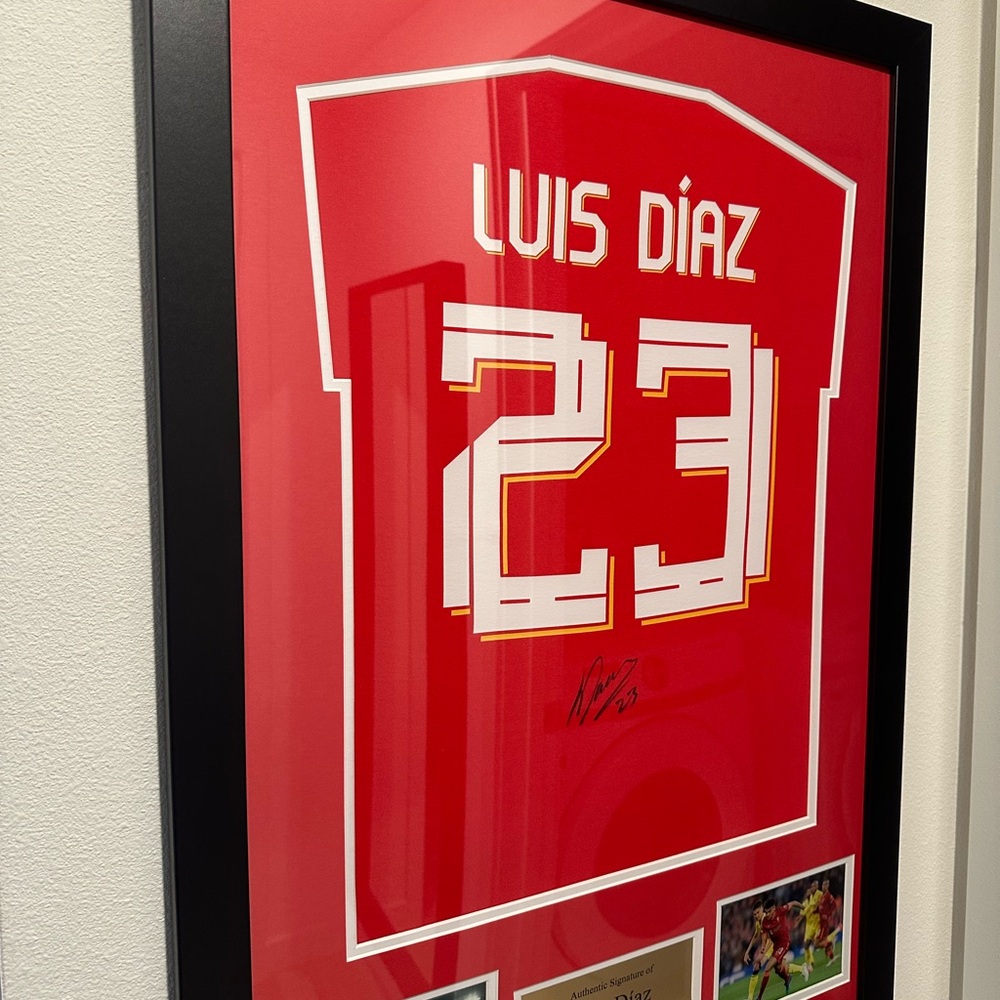 Framed Luis Diaz Liverpool Shirt with Authentic Autograph